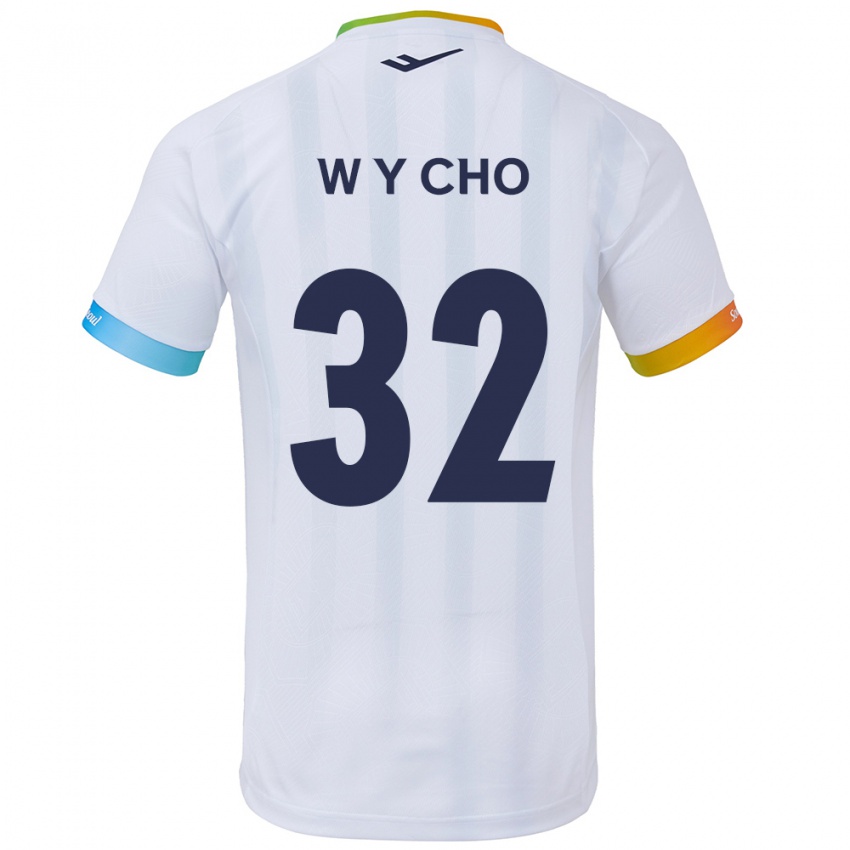 Bambino Maglia Young-Wook Cho #32 Bianco Blu Kit Gara Away 2024/25 Maglietta