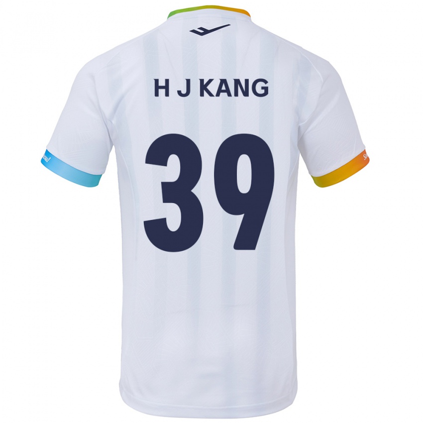 Bambino Maglia Ju-Hyeok Kang #39 Bianco Blu Kit Gara Away 2024/25 Maglietta