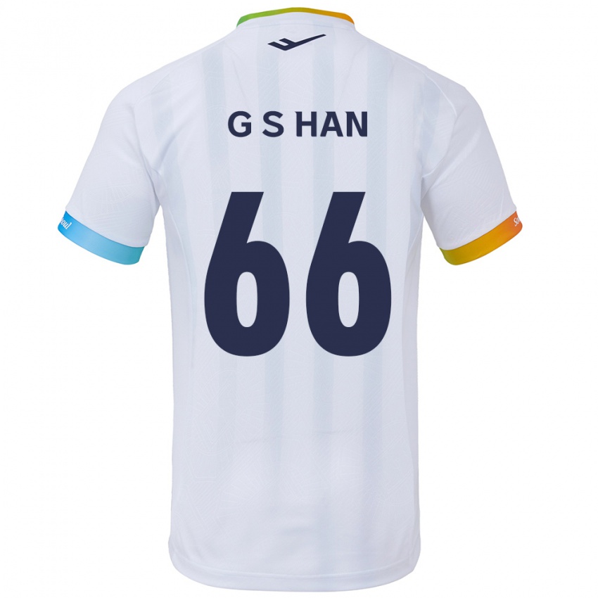 Bambino Maglia Seung-Gyu Han #66 Bianco Blu Kit Gara Away 2024/25 Maglietta