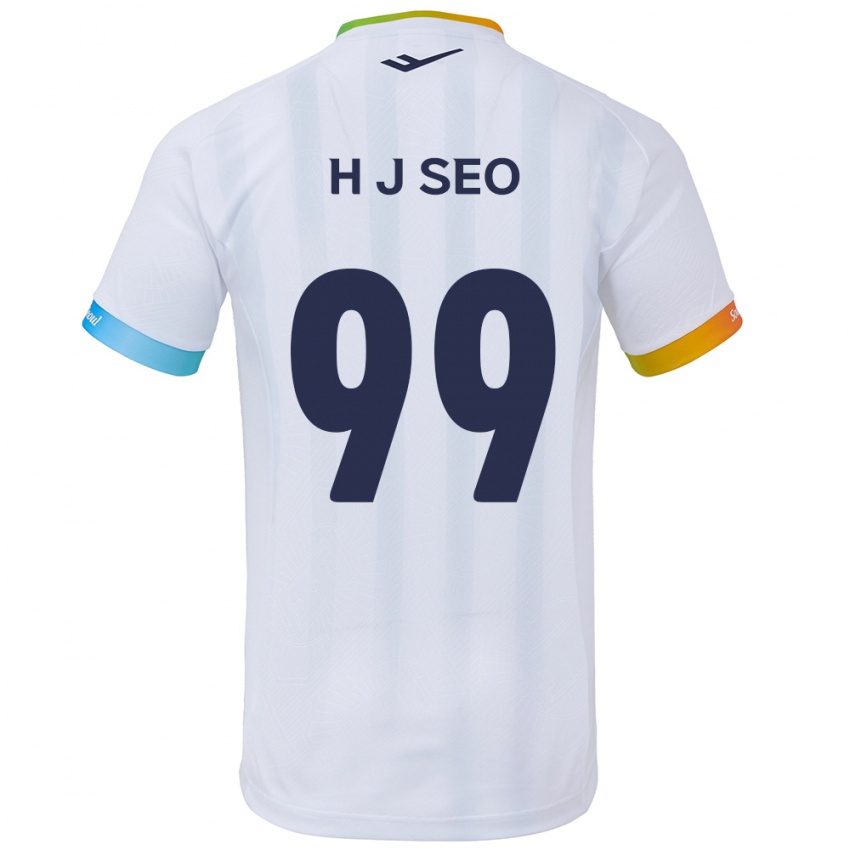 Bambino Maglia Ju-Hwan Seo #99 Bianco Blu Kit Gara Away 2024/25 Maglietta