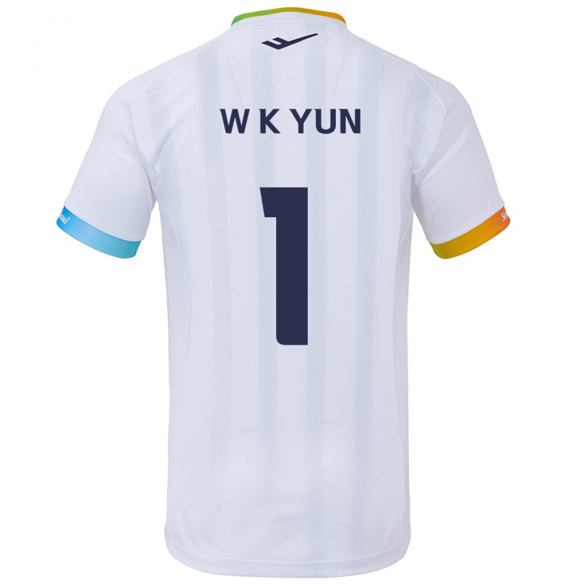 Bambino Maglia Ki-Wook Yun #1 Bianco Blu Kit Gara Away 2024/25 Maglietta