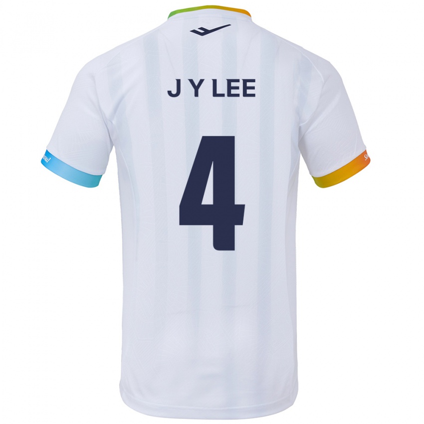 Bambino Maglia Young-Jun Lee #4 Bianco Blu Kit Gara Away 2024/25 Maglietta