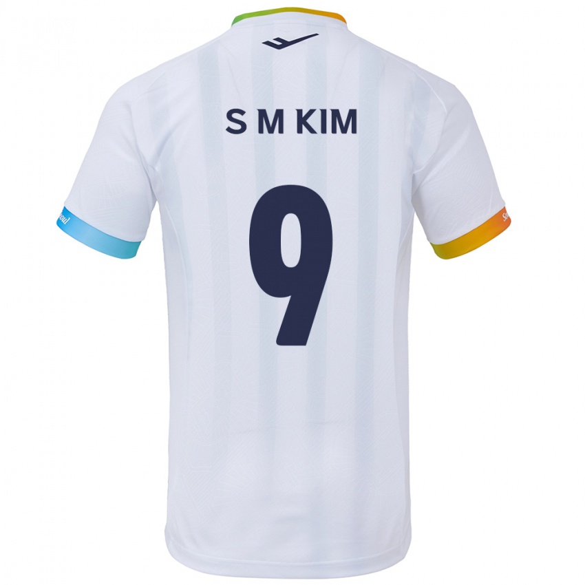 Bambino Maglia Min-Sung Kim #9 Bianco Blu Kit Gara Away 2024/25 Maglietta