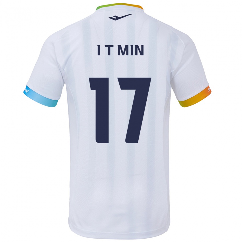 Bambino Maglia Tae-In Min #17 Bianco Blu Kit Gara Away 2024/25 Maglietta