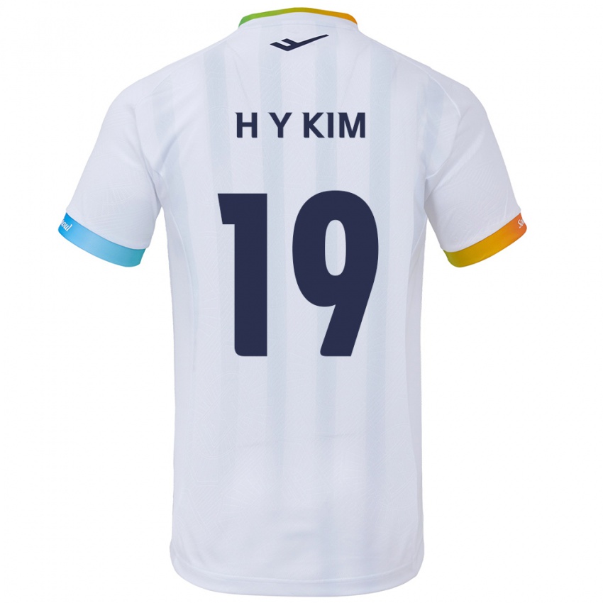 Bambino Maglia Yong-Hyuk Kim #19 Bianco Blu Kit Gara Away 2024/25 Maglietta