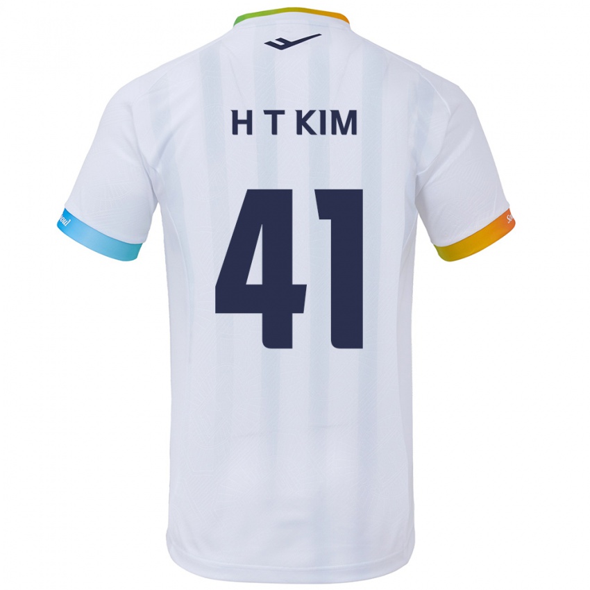 Bambino Maglia Tae-Ho Kim #41 Bianco Blu Kit Gara Away 2024/25 Maglietta