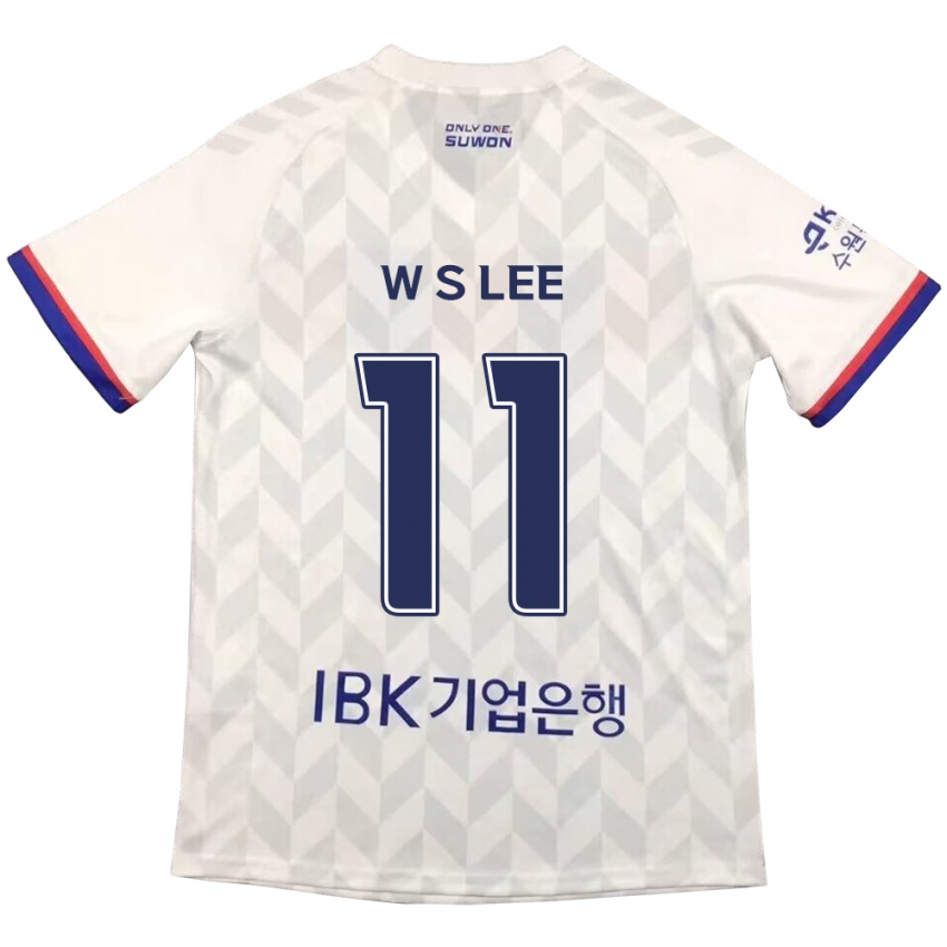 Bambino Maglia Seung-Woo Lee #11 Bianco Blu Kit Gara Away 2024/25 Maglietta