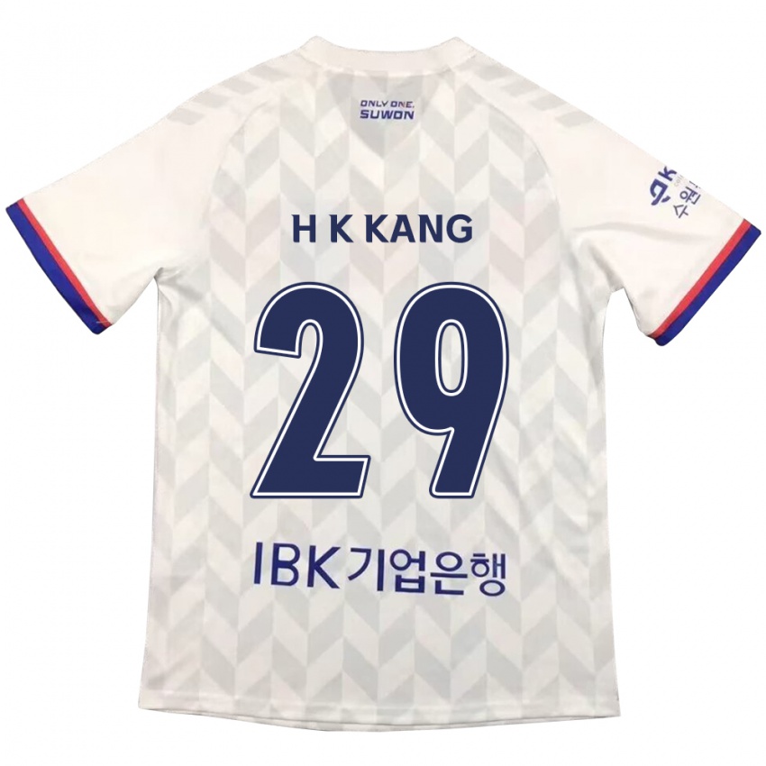 Bambino Maglia Kyo-Hun Kang #29 Bianco Blu Kit Gara Away 2024/25 Maglietta