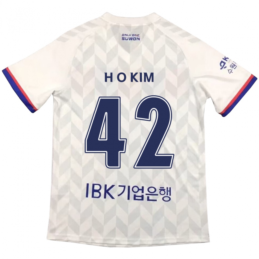 Bambino Maglia One-Hyung Kim #42 Bianco Blu Kit Gara Away 2024/25 Maglietta