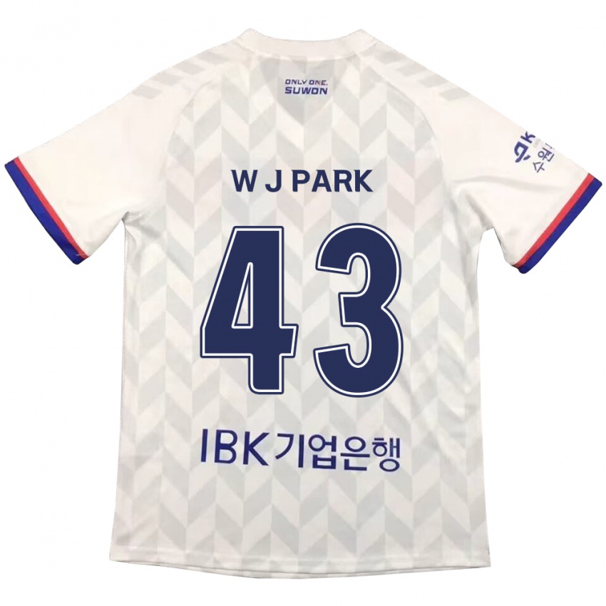 Bambino Maglia Jin-Woo Park #43 Bianco Blu Kit Gara Away 2024/25 Maglietta