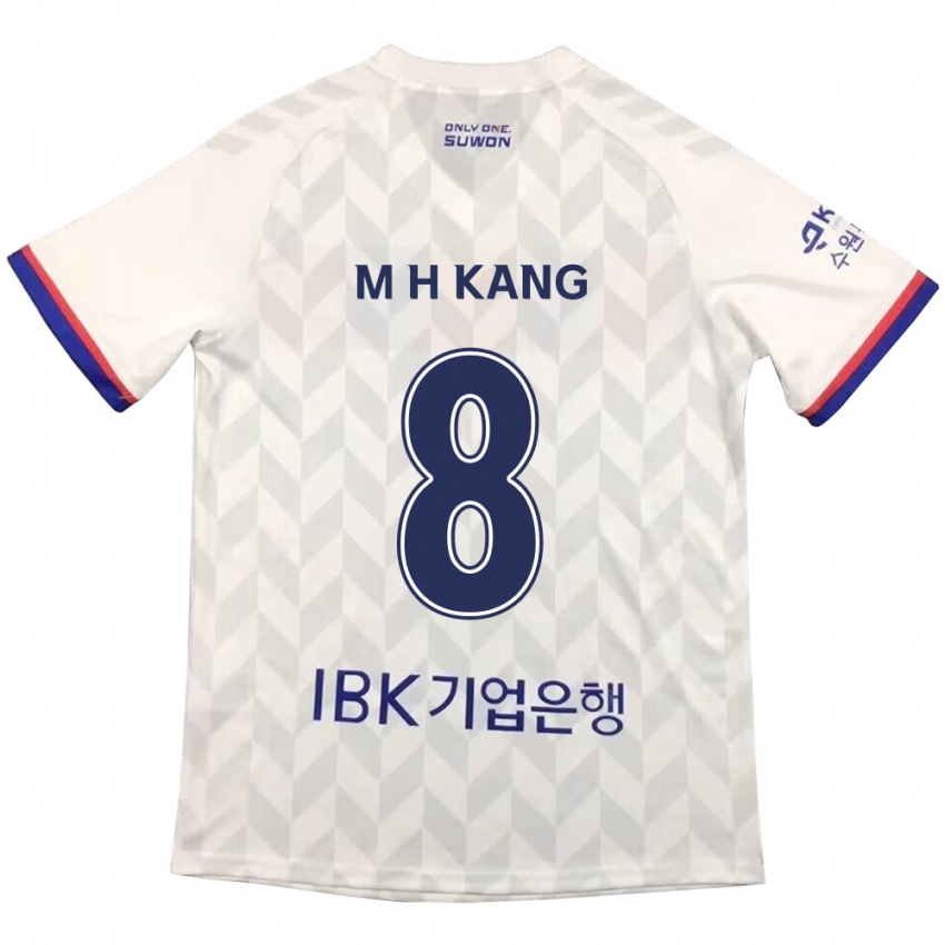 Bambino Maglia Ho-Min Kang #8 Bianco Blu Kit Gara Away 2024/25 Maglietta