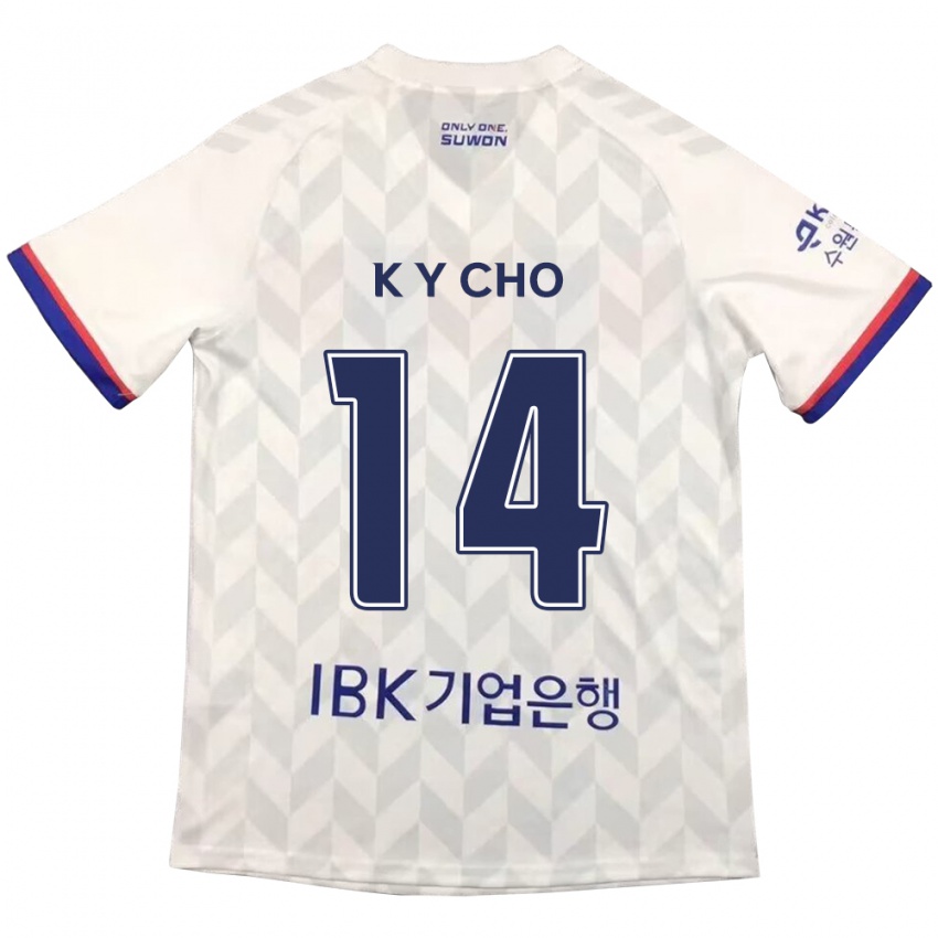 Bambino Maglia Yun-Kwon Cho #14 Bianco Blu Kit Gara Away 2024/25 Maglietta