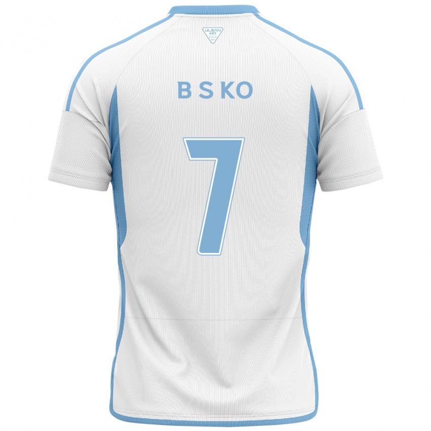 Bambino Maglia Seung-Beom Ko #7 Bianco Blu Kit Gara Away 2024/25 Maglietta