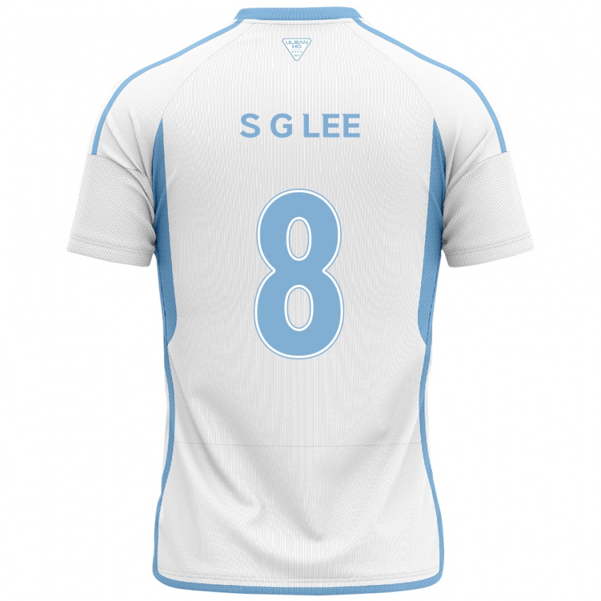 Bambino Maglia Gyu-Sung Lee #8 Bianco Blu Kit Gara Away 2024/25 Maglietta