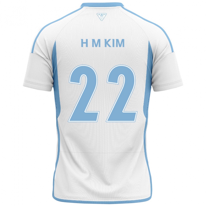 Bambino Maglia Min-Hyuk Kim #22 Bianco Blu Kit Gara Away 2024/25 Maglietta