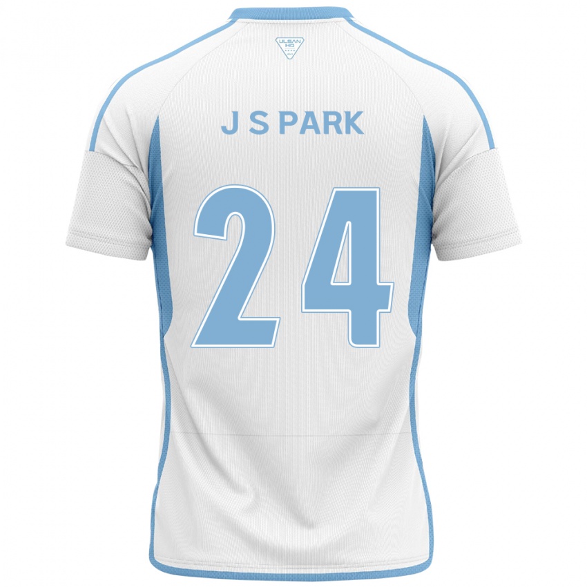 Bambino Maglia Sang-Jun Park #24 Bianco Blu Kit Gara Away 2024/25 Maglietta