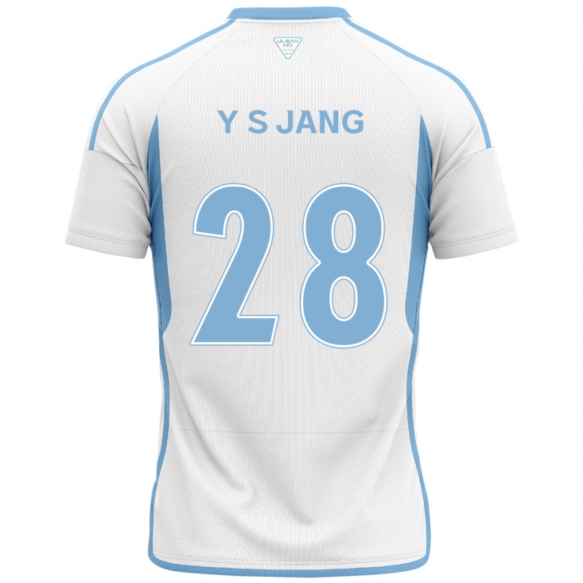 Bambino Maglia See-Young Jang #28 Bianco Blu Kit Gara Away 2024/25 Maglietta