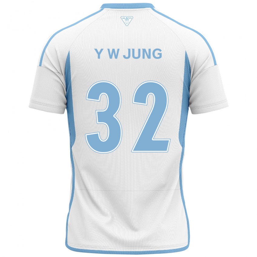 Bambino Maglia Woo-Young Jung #32 Bianco Blu Kit Gara Away 2024/25 Maglietta