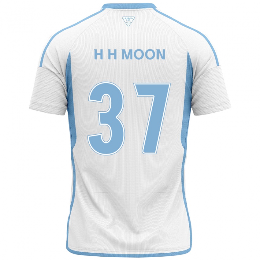 Bambino Maglia Hyeon-Ho Moon #37 Bianco Blu Kit Gara Away 2024/25 Maglietta