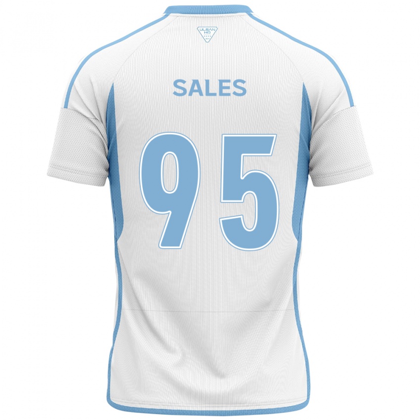 Bambino Maglia Matheus Sales #95 Bianco Blu Kit Gara Away 2024/25 Maglietta