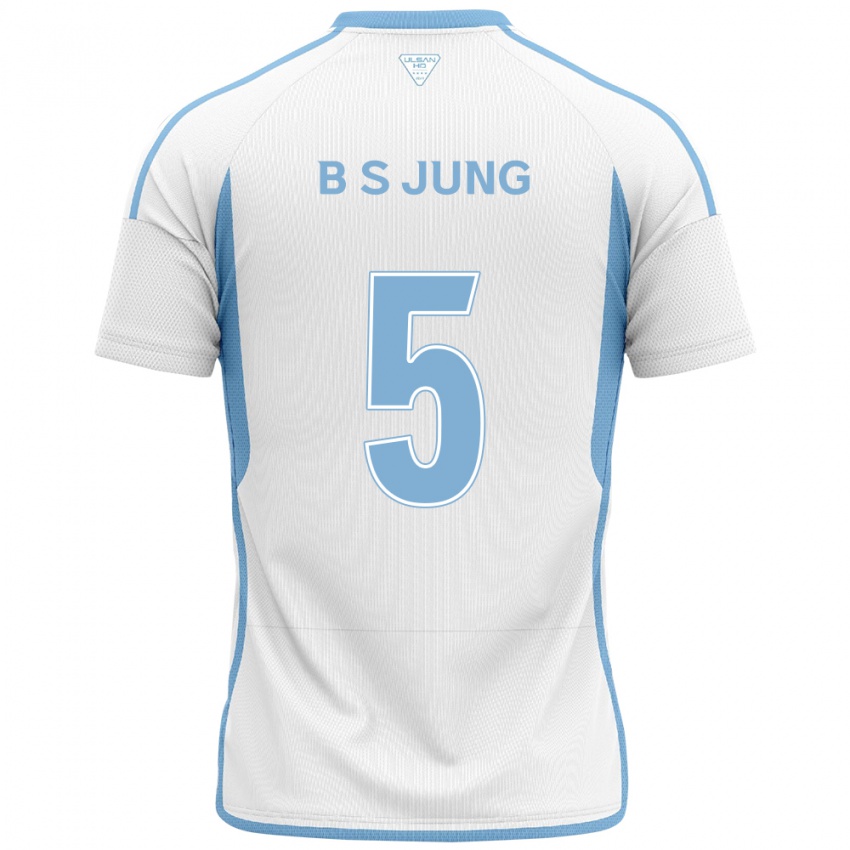 Bambino Maglia Seong-Bin Jung #5 Bianco Blu Kit Gara Away 2024/25 Maglietta