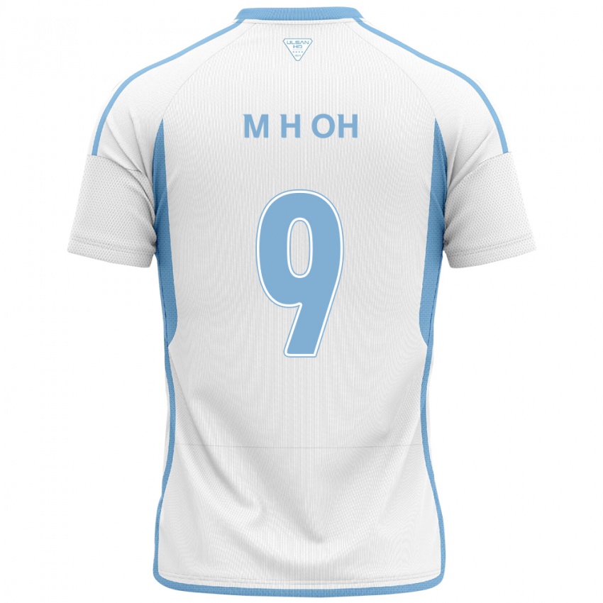 Bambino Maglia Hyun-Min Oh #9 Bianco Blu Kit Gara Away 2024/25 Maglietta