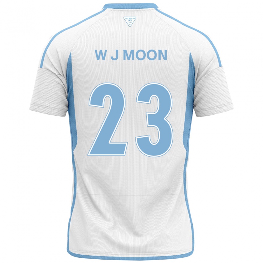 Bambino Maglia Ji-Won Moon #23 Bianco Blu Kit Gara Away 2024/25 Maglietta