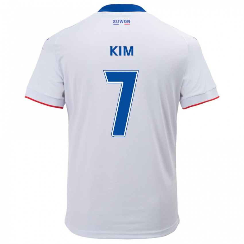 Bambino Maglia Hyun Kim #7 Bianco Blu Kit Gara Away 2024/25 Maglietta