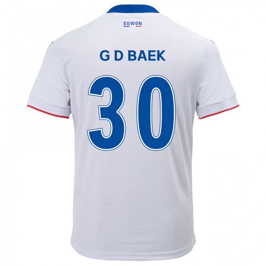 Bambino Maglia Dong-Gyu Baek #30 Bianco Blu Kit Gara Away 2024/25 Maglietta