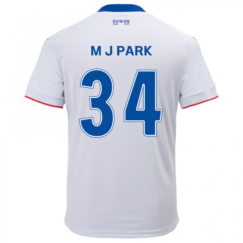 Bambino Maglia Ji-Min Park #34 Bianco Blu Kit Gara Away 2024/25 Maglietta