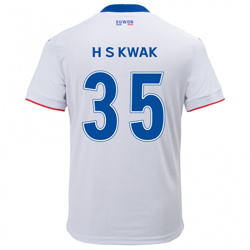 Bambino Maglia Sung-Hoon Kwak #35 Bianco Blu Kit Gara Away 2024/25 Maglietta