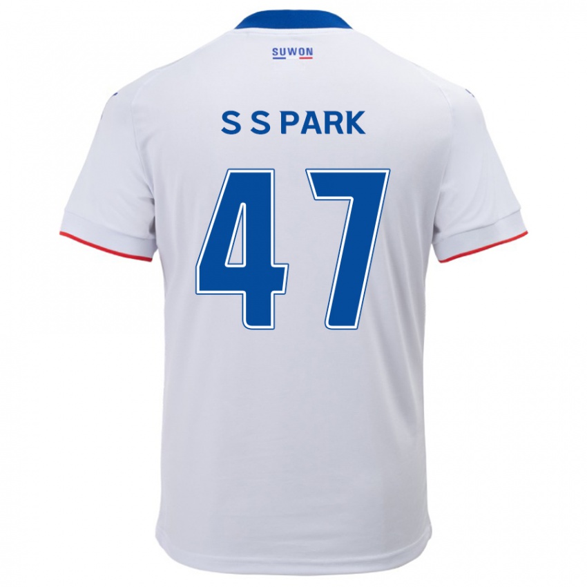 Bambino Maglia Seung-Soo Park #47 Bianco Blu Kit Gara Away 2024/25 Maglietta