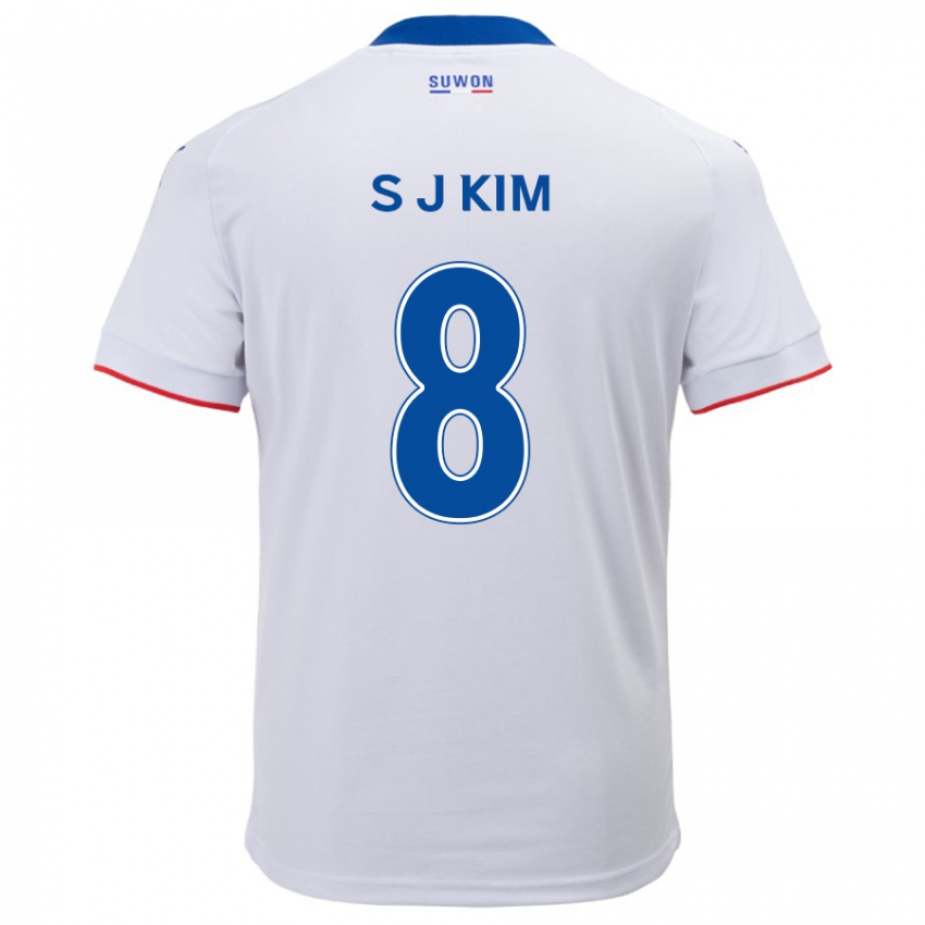 Bambino Maglia Ji-Sung Kim #8 Bianco Blu Kit Gara Away 2024/25 Maglietta