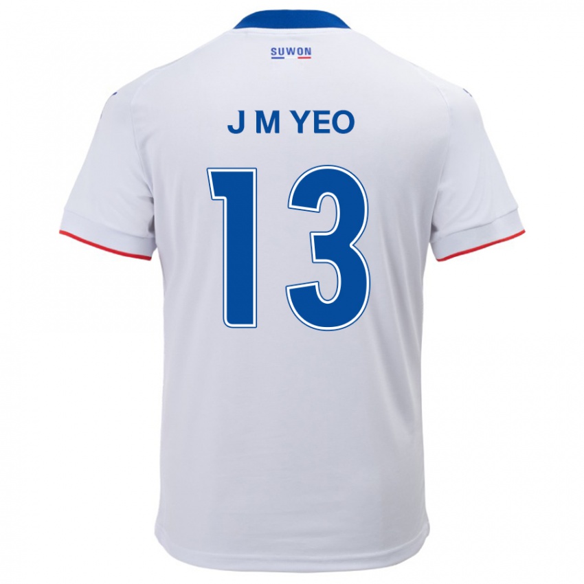 Bambino Maglia Min-Jun Yeo #13 Bianco Blu Kit Gara Away 2024/25 Maglietta