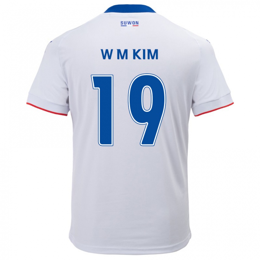 Bambino Maglia Min-Woo Kim #19 Bianco Blu Kit Gara Away 2024/25 Maglietta