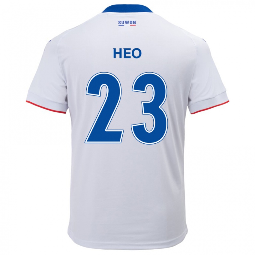 Bambino Maglia Hwan Heo #23 Bianco Blu Kit Gara Away 2024/25 Maglietta