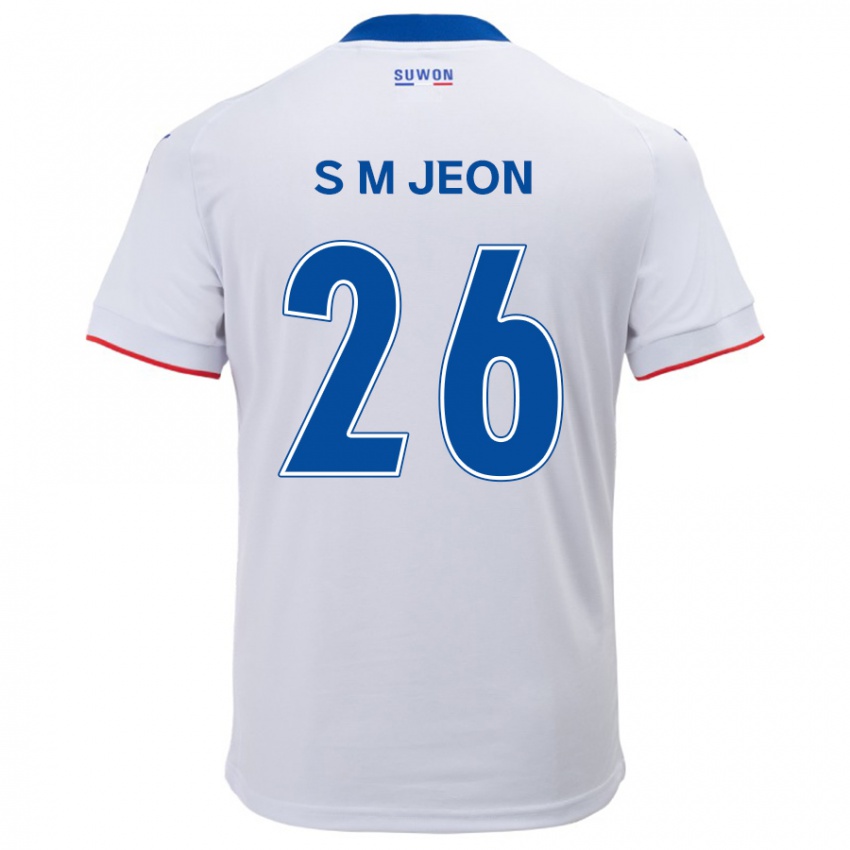 Bambino Maglia Min-Seung Jeon #26 Bianco Blu Kit Gara Away 2024/25 Maglietta