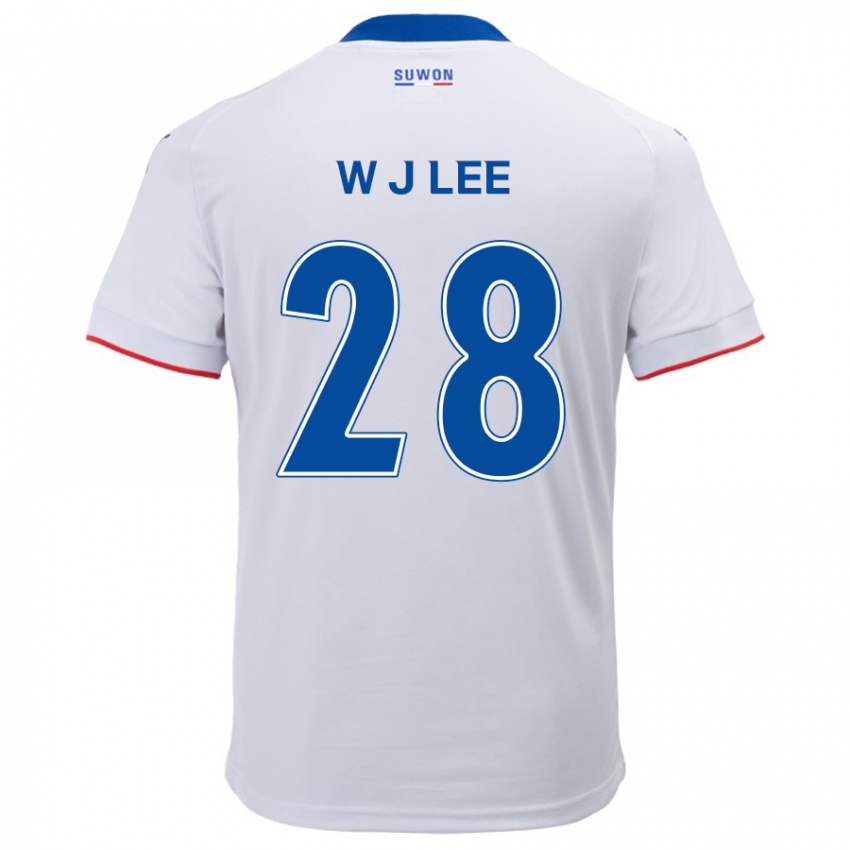 Bambino Maglia Jun-Woo Lee #28 Bianco Blu Kit Gara Away 2024/25 Maglietta