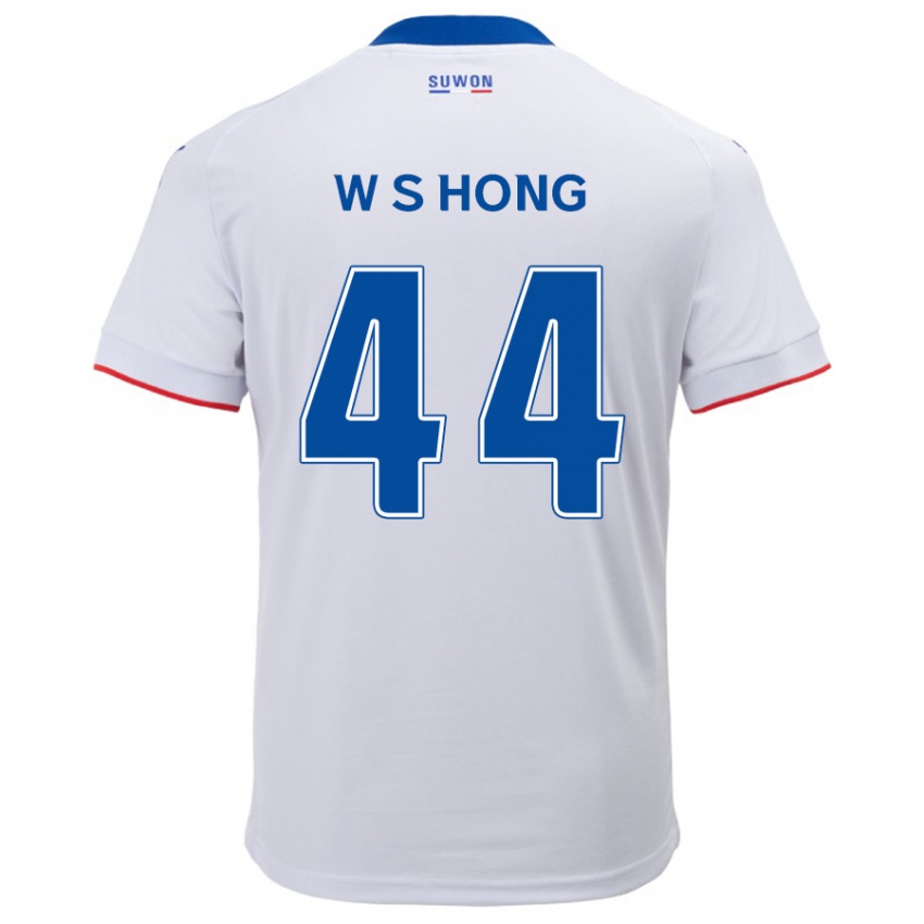 Bambino Maglia Sang-Won Hong #44 Bianco Blu Kit Gara Away 2024/25 Maglietta