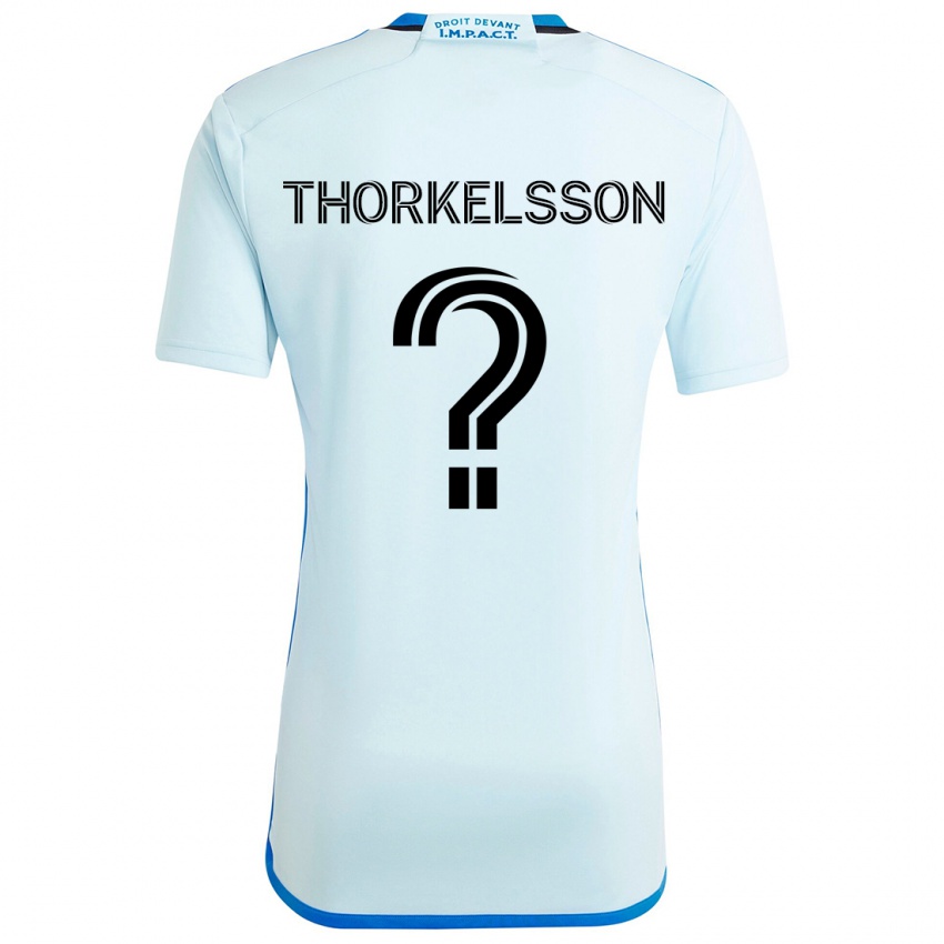 Bambino Maglia Róbert Orri Thorkelsson #0 Blu Ghiaccio Kit Gara Away 2024/25 Maglietta