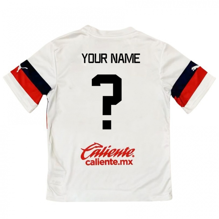 Bambino Maglia Il Tuo Nome #0 Bianco Rosso Kit Gara Away 2024/25 Maglietta