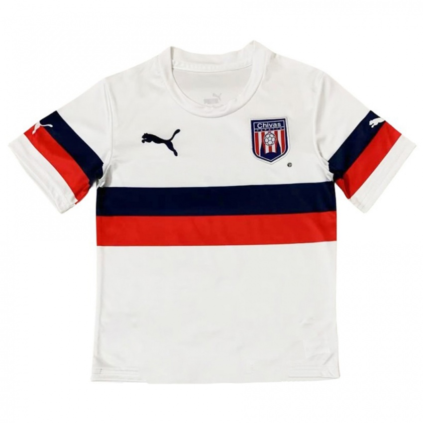 Bambino Maglia Mateo Chávez #50 Bianco Rosso Kit Gara Away 2024/25 Maglietta