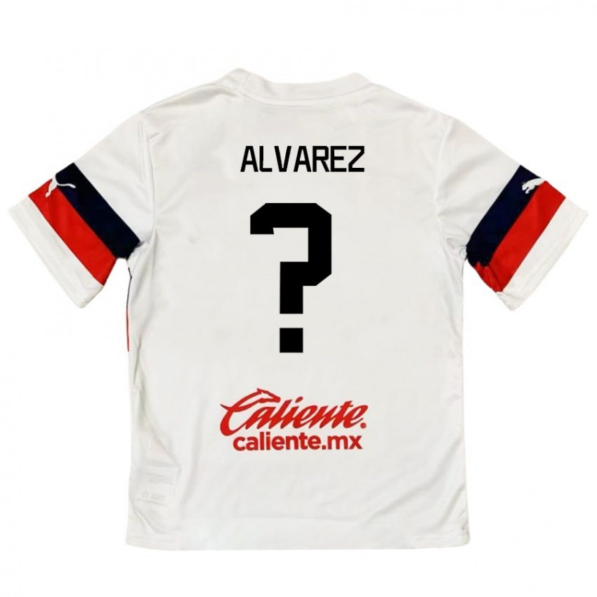 Bambino Maglia Sergio Álvarez #0 Bianco Rosso Kit Gara Away 2024/25 Maglietta