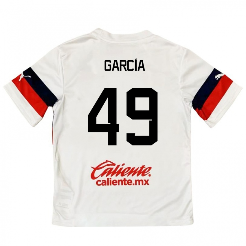 Bambino Maglia Gilberto García #49 Bianco Rosso Kit Gara Away 2024/25 Maglietta