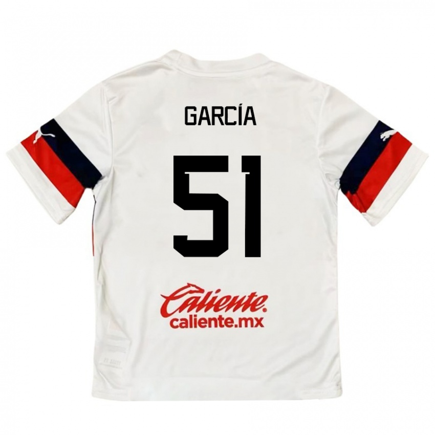 Bambino Maglia Eduardo García #51 Bianco Rosso Kit Gara Away 2024/25 Maglietta