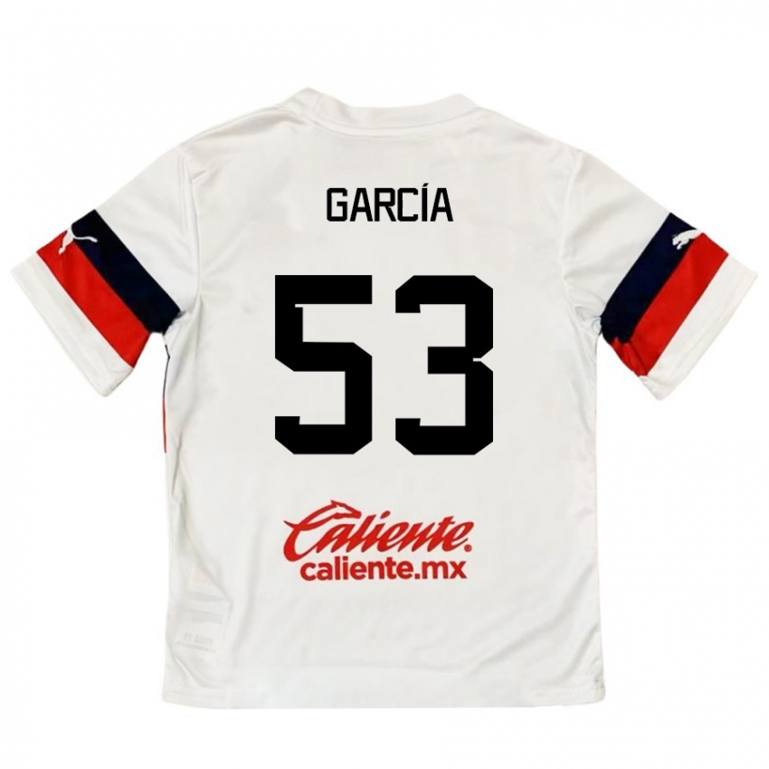 Bambino Maglia Uziel García #53 Bianco Rosso Kit Gara Away 2024/25 Maglietta