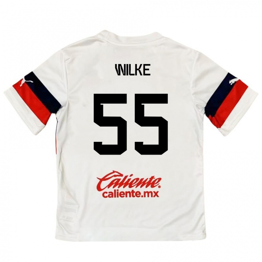 Bambino Maglia Teun Wilke #55 Bianco Rosso Kit Gara Away 2024/25 Maglietta