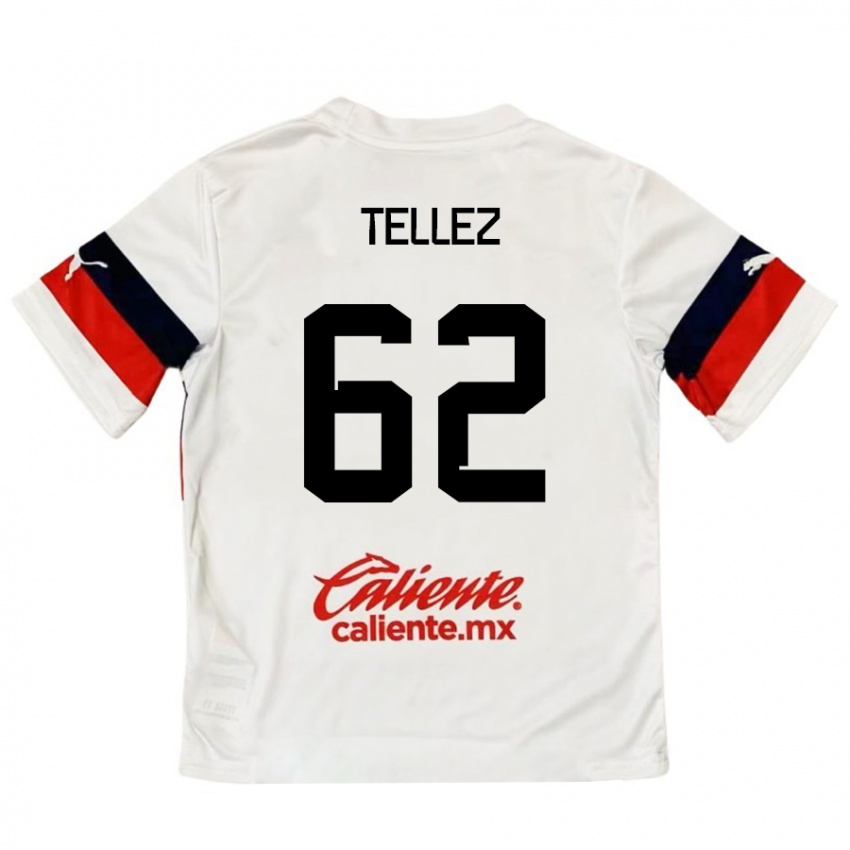 Bambino Maglia Brandon Téllez #62 Bianco Rosso Kit Gara Away 2024/25 Maglietta