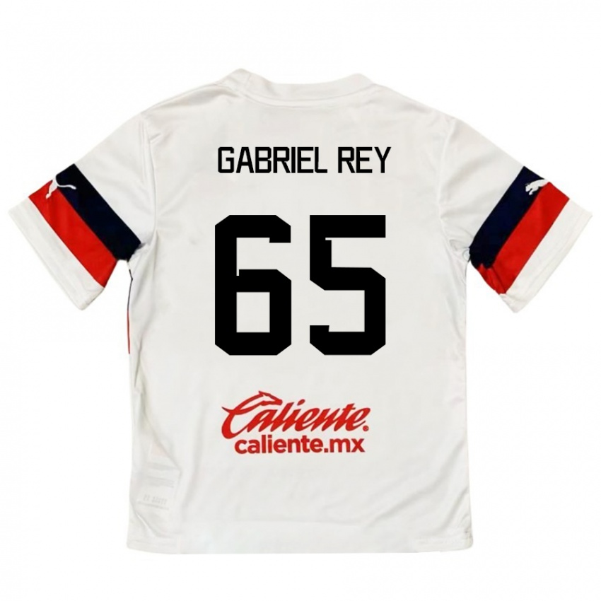 Bambino Maglia Luis Gabriel Rey #65 Bianco Rosso Kit Gara Away 2024/25 Maglietta