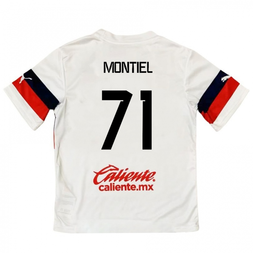 Bambino Maglia Erick Montiel #71 Bianco Rosso Kit Gara Away 2024/25 Maglietta